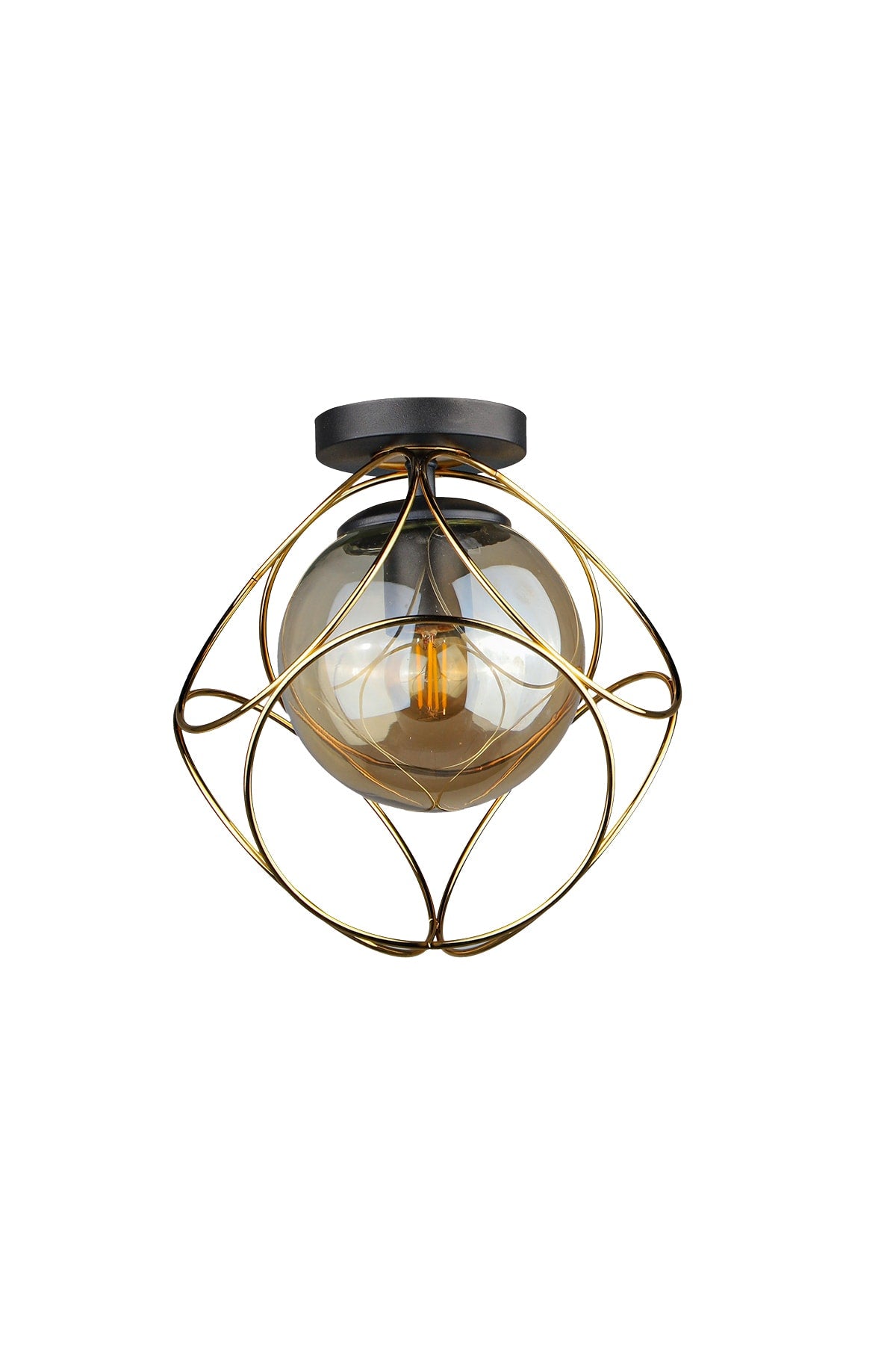 Suna Ceiling Mounting Single Chandelier Gold Honey Glass