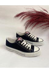 Black Unisex Short Linen Canvas Converse Shoes