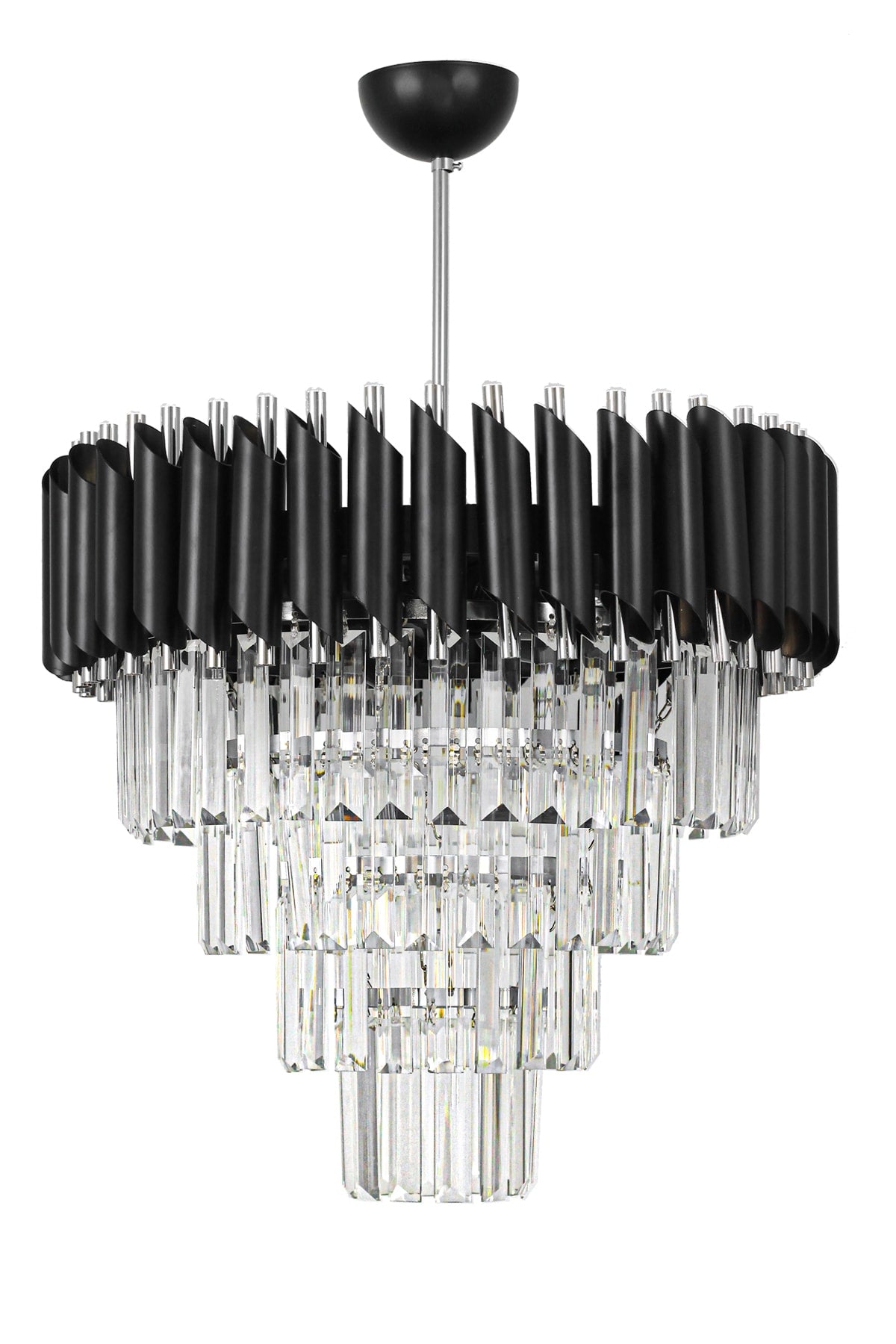 Palmira 45' Crystal Stone Luxury Chandelier - (Black-Chrome)