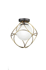 Suna Ceiling Mounting Single Chandelier Gold White Glass