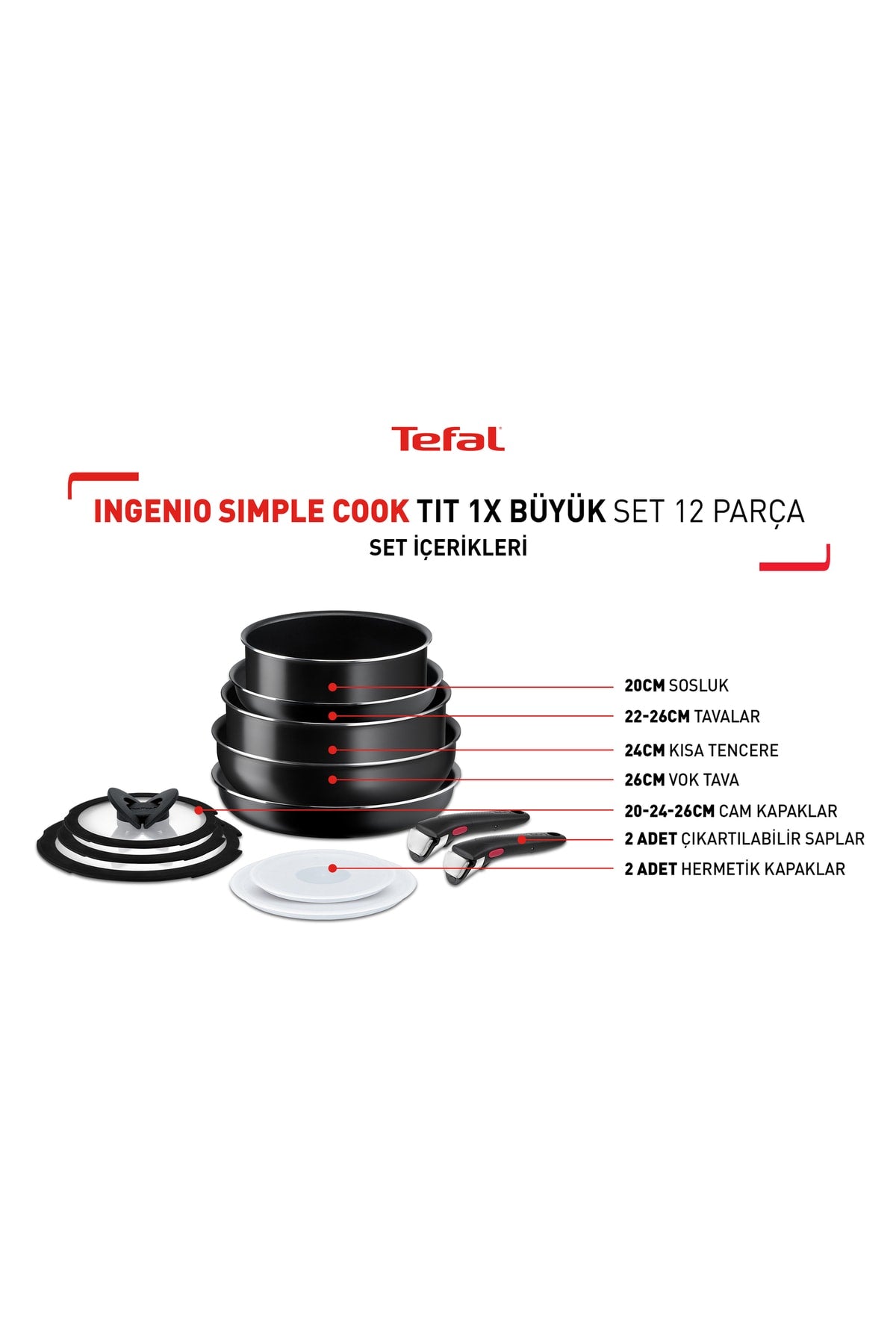 L15392 Ingenio Titanium 1X Simplecook Großes Pfannen- und Topfset 12-tlg