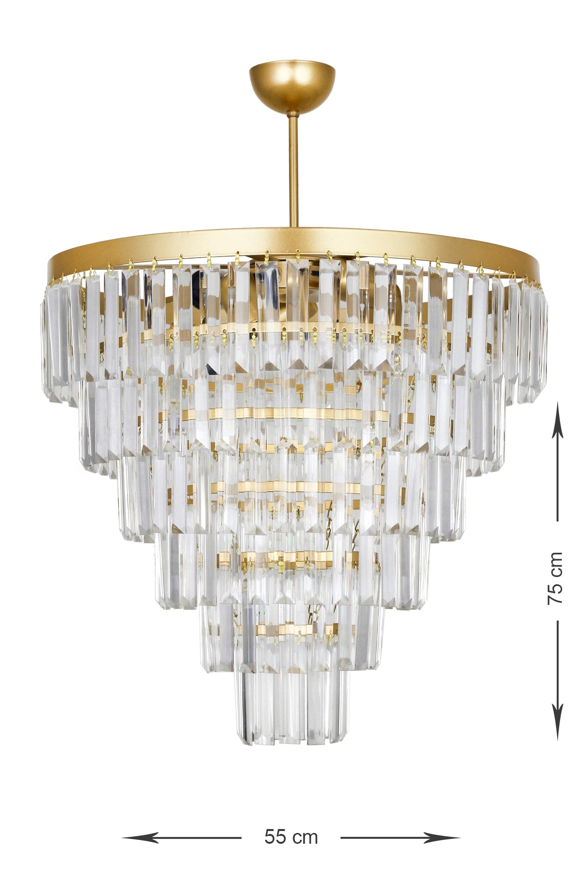 Linsa 55 cm Luxus-Kronleuchter aus Kristallglas und Stein – (Gelb vergoldet)