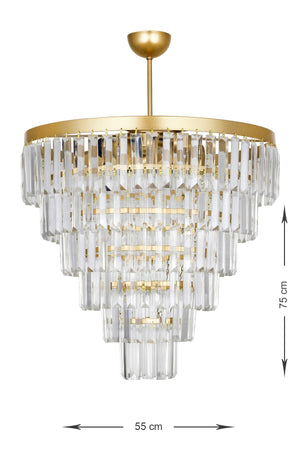 Linsa 55 cm Luxus-Kronleuchter aus Kristallglas und Stein – (Gelb vergoldet)