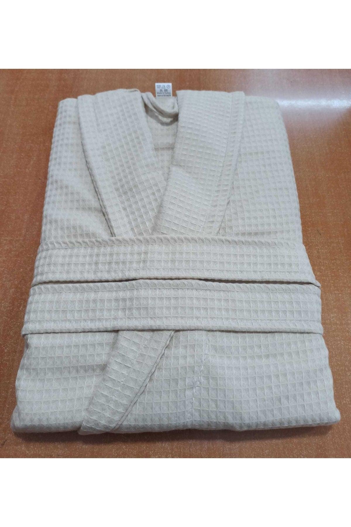 Luxury Beige Cotton Pique Bathrobe - Swordslife