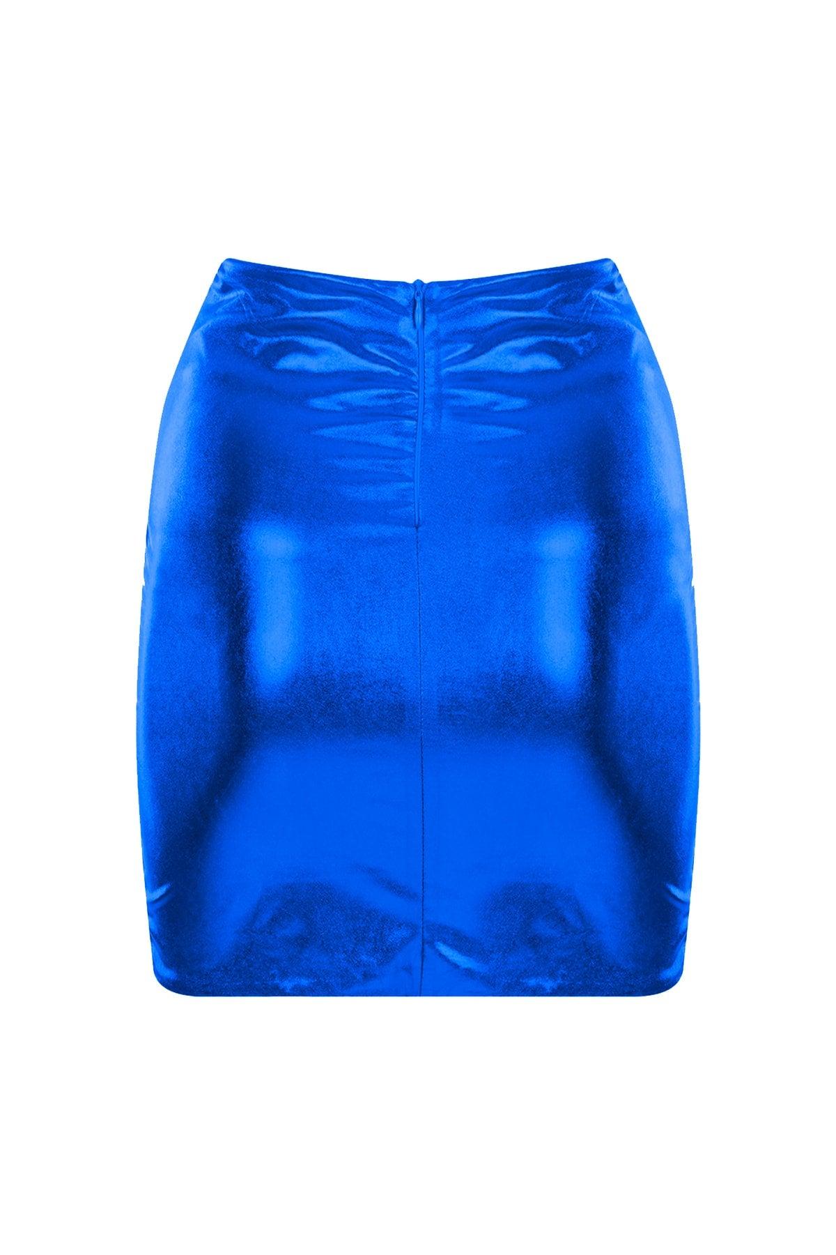 Shine Silvery Blue Mini Skirt - Swordslife