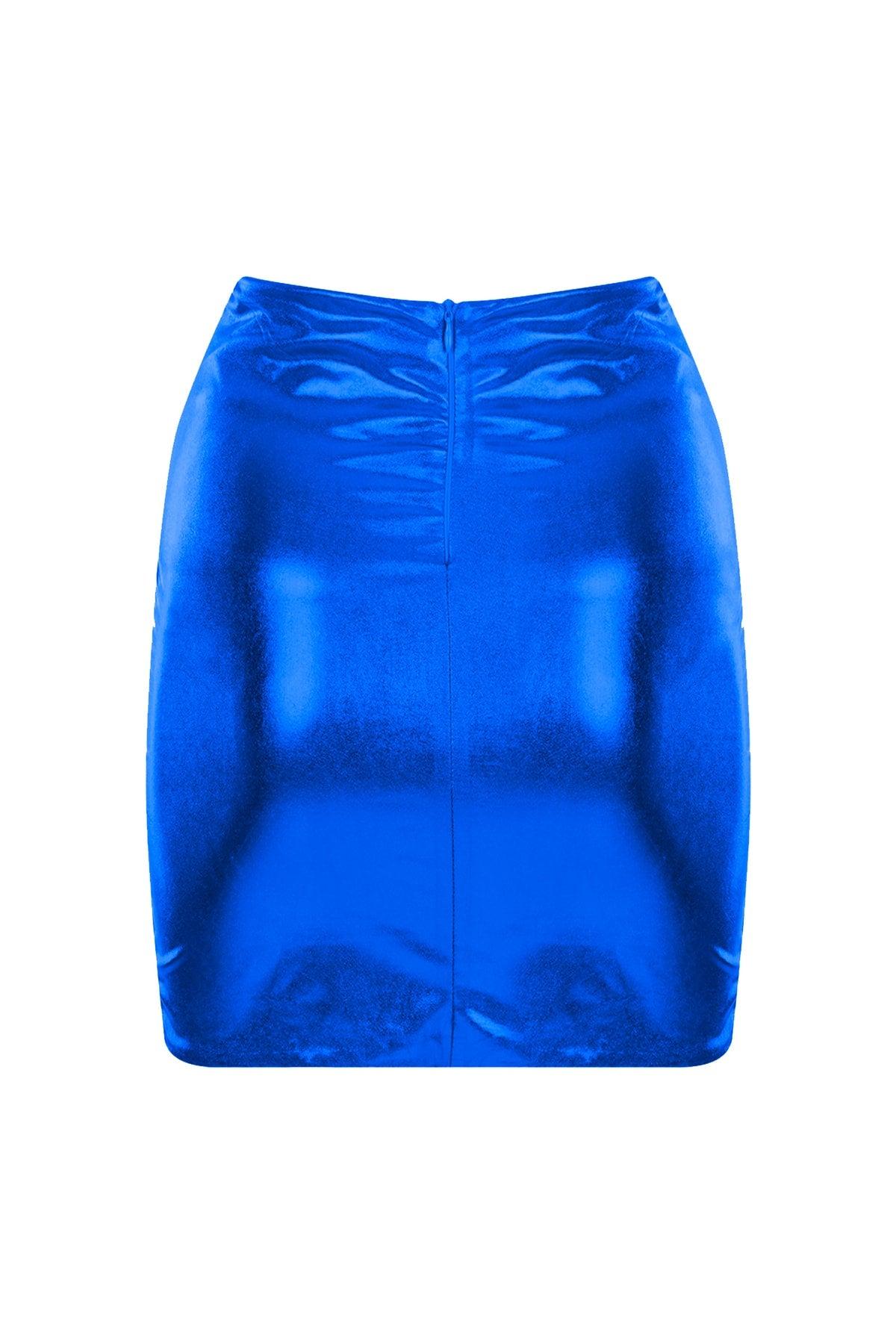 Shine Silvery Blue Mini Skirt - Swordslife