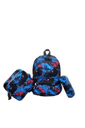 Car Patterned 3 Piece Primary School Bag