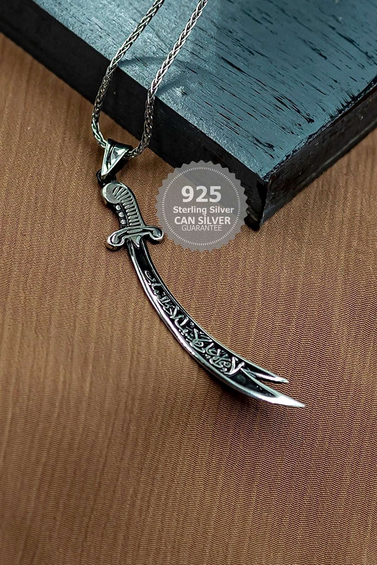 925 Sterling Silver Zulfikar Sword Men'S Necklace