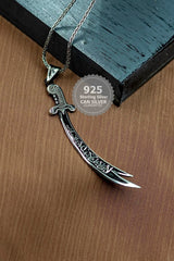 925 Sterling Silver Zulfikar Sword Men's Necklace