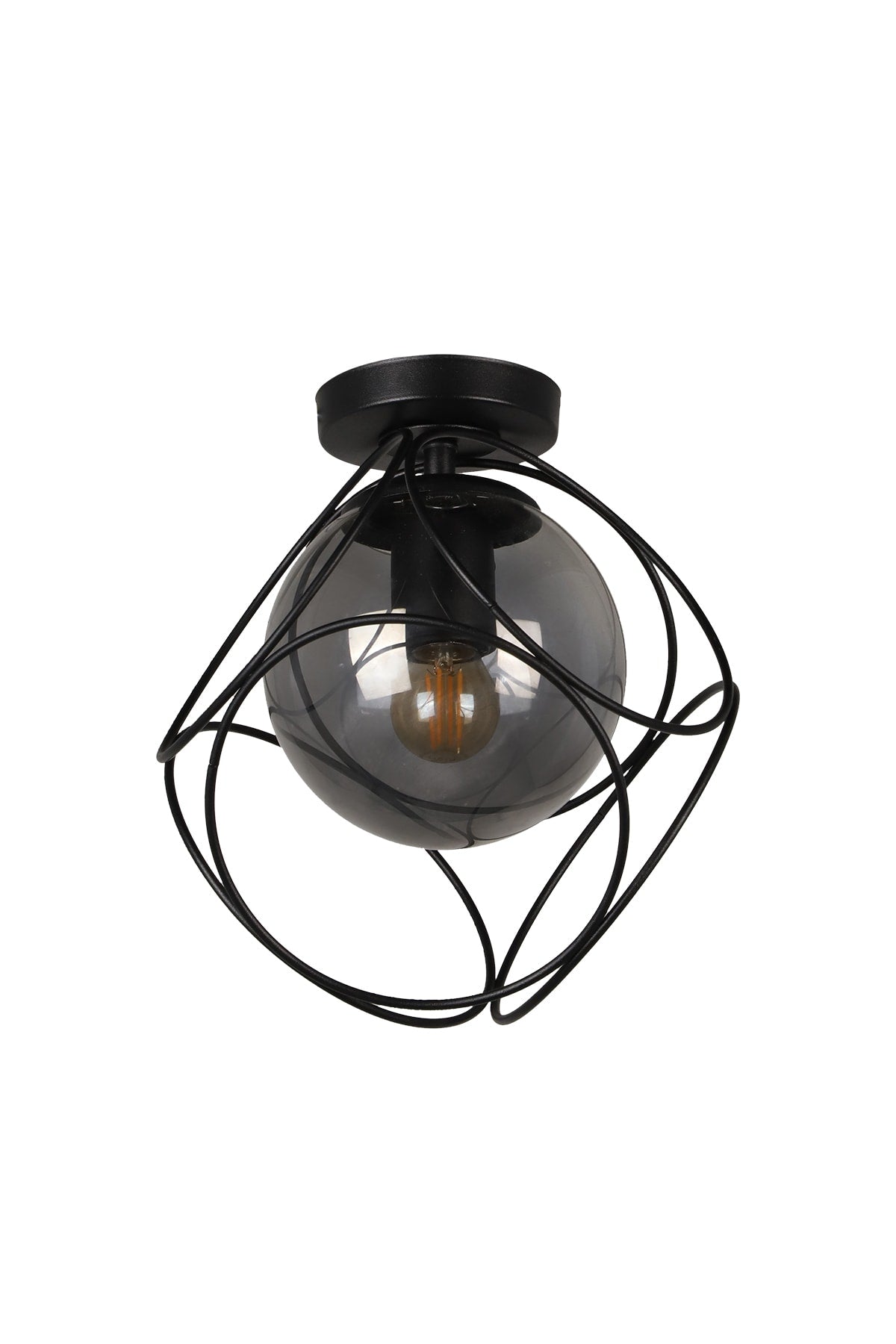 Suna Single Black-smoked Glass Ceiling Mount Chandelier