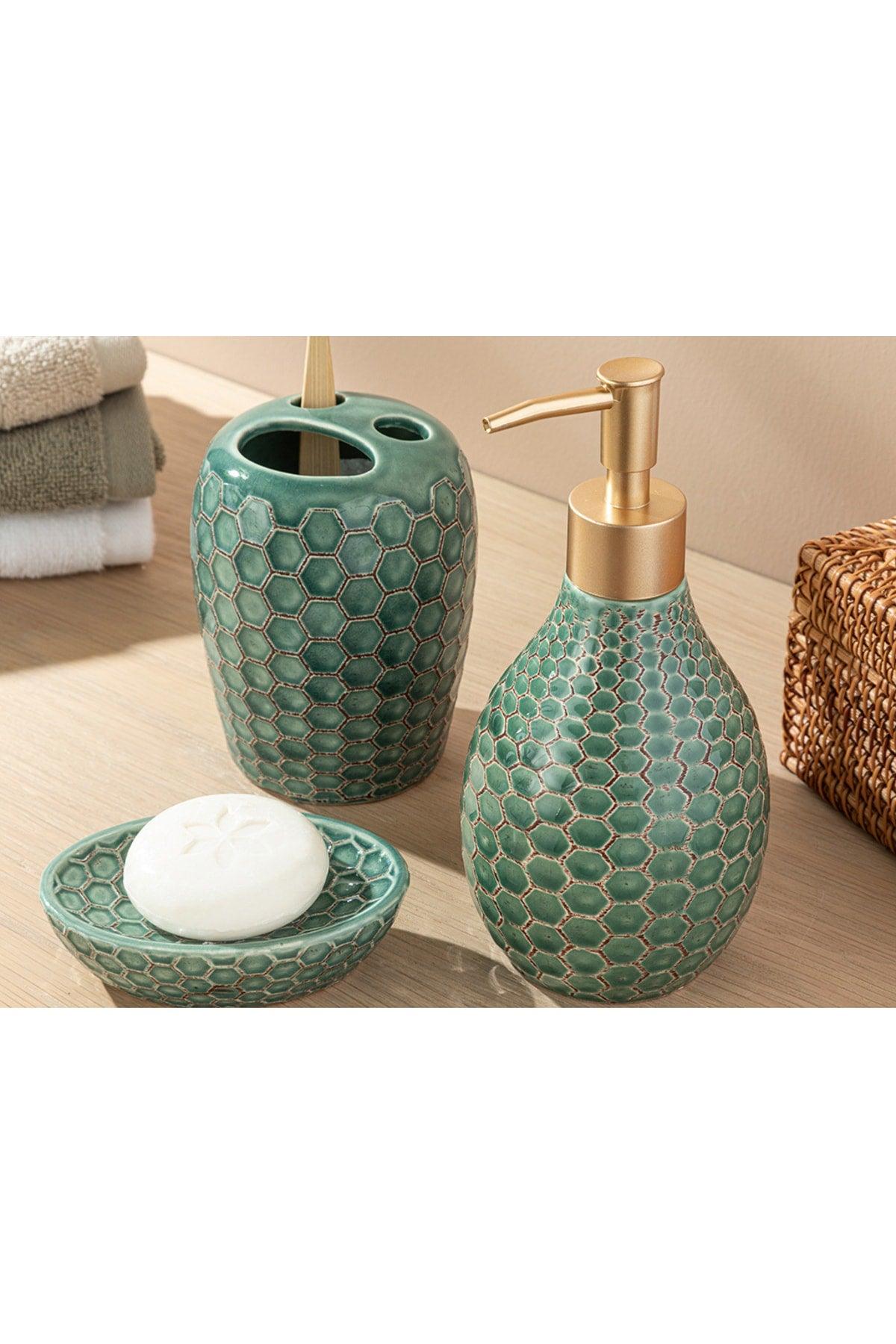 Gina 3 Pcs Bathroom Set 10.8x7.2x3 Cm Green - Swordslife