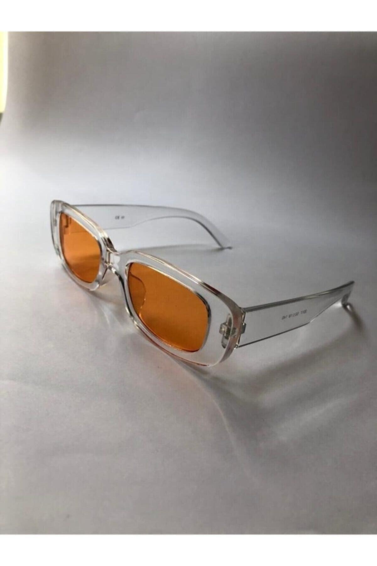 Chunky Transparent Orange Sunglasses - Swordslife