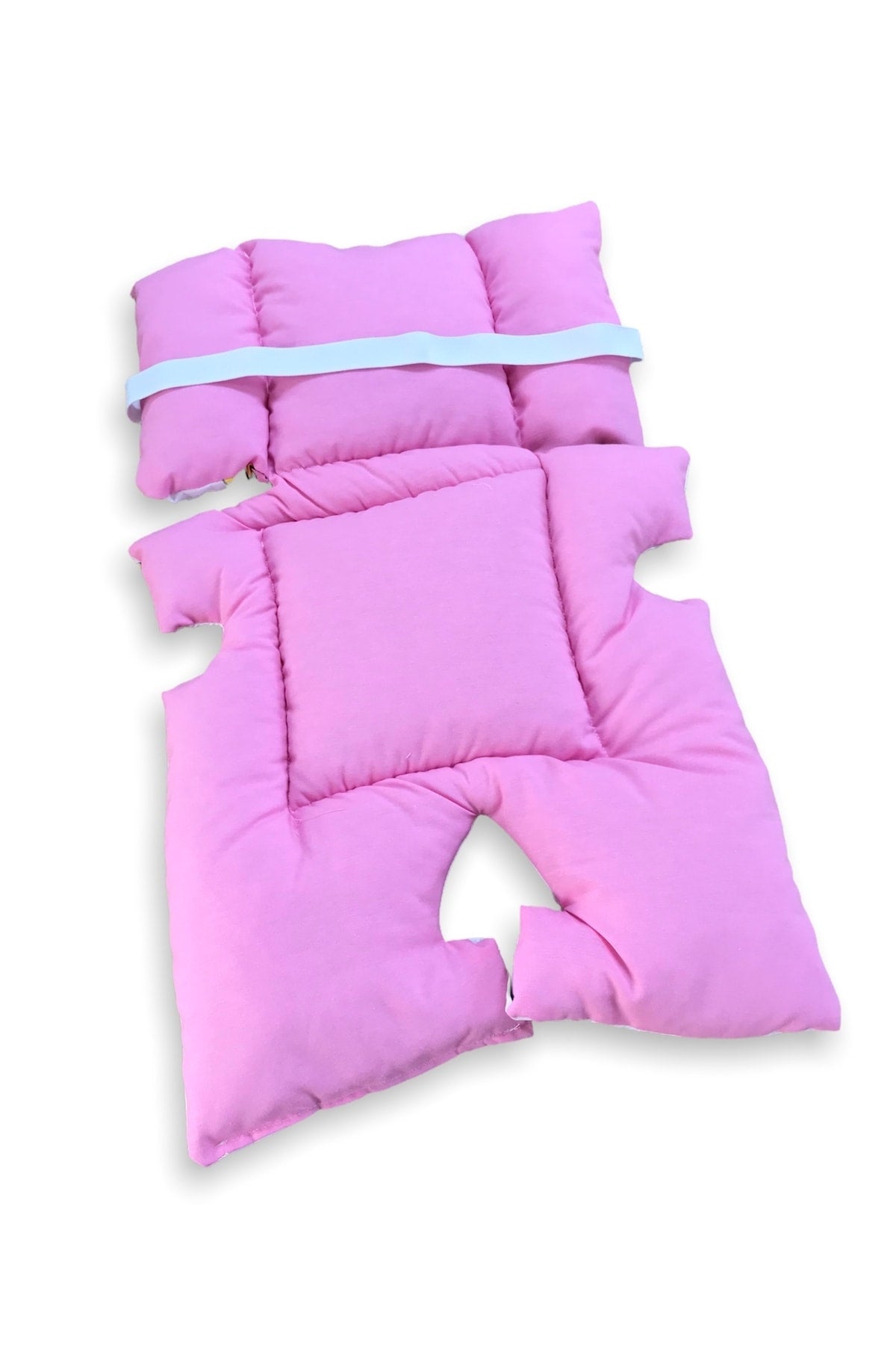 Kinderwagen- und Autositzkissen mit Taillenstütze, weißes Einhorn, Rosa