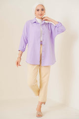 103901 Oversize Basic Hijab Shirt - Lilac - Swordslife