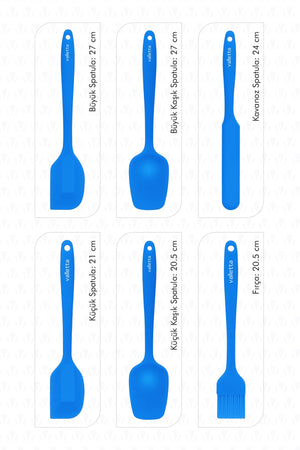 Drongo Heat Resistant Fireproof Non-Stick Silicone Spatula Set 6 Pieces Navy Blue