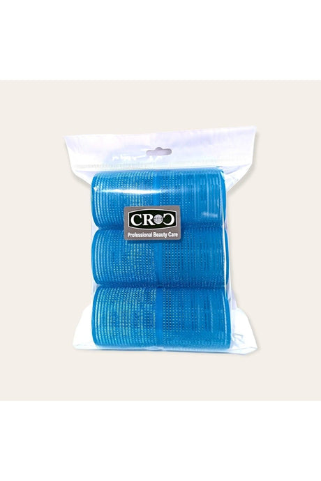 1214 Mega Size Curler 6pcs + Hair Clipper 12pcs Velcro - Adhesive Curler Blue - Swordslife