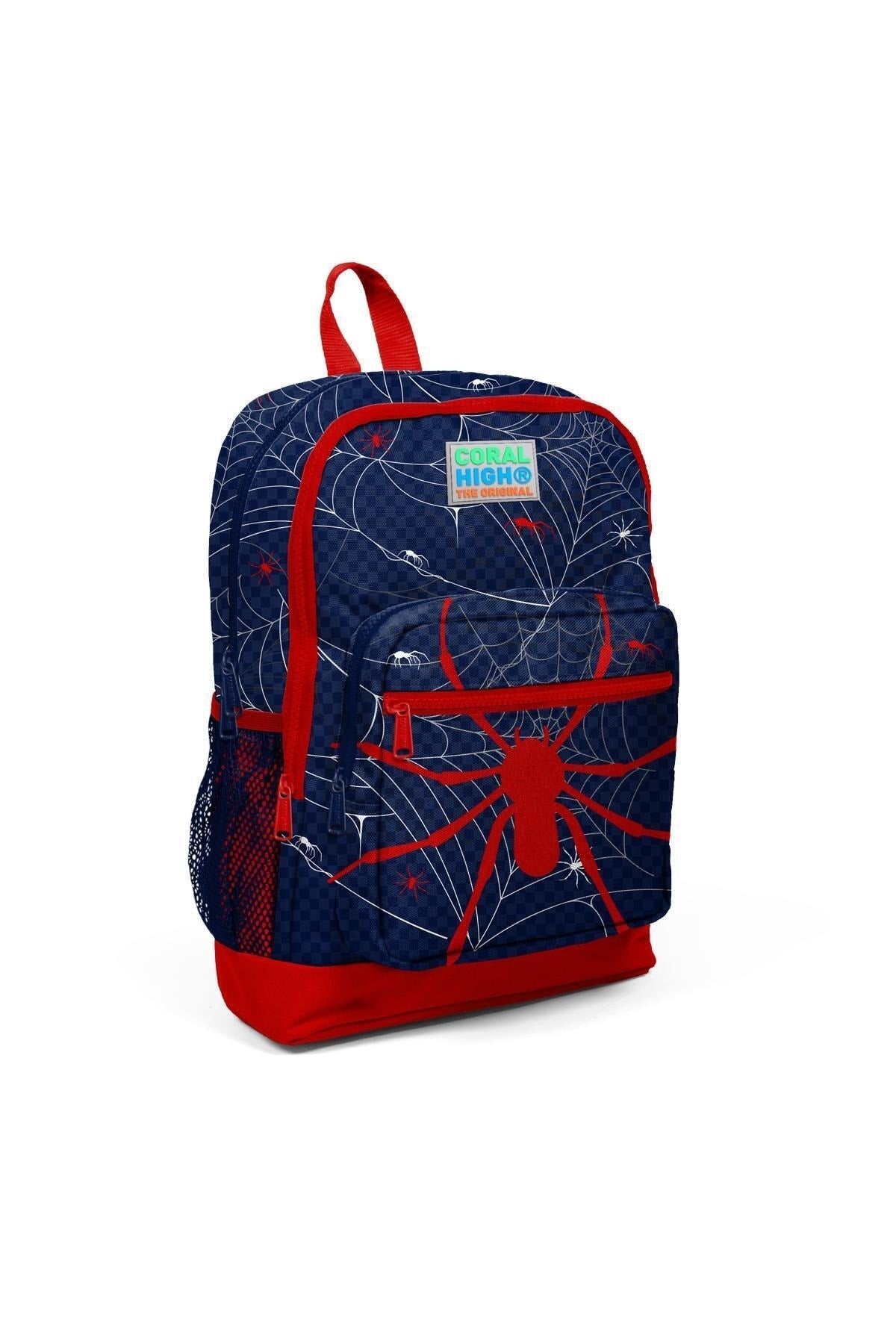 Kids Navy Blue Red Spider Patterned Usb 3 Pcs School Bag Set Set0123820