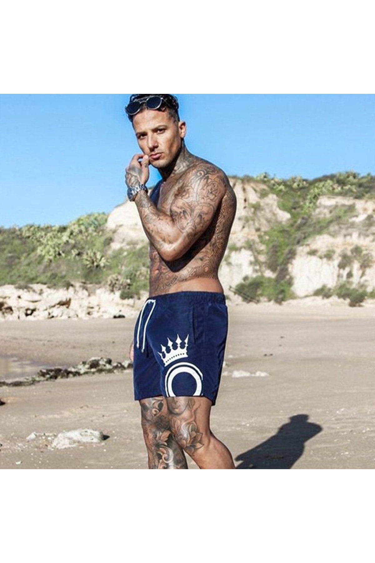 Men'S Printed Standard Size Marine Shorts