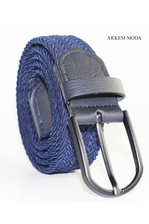 Geflochtener elastischer Gürtel Navy Navy Herrengürtel 3,5 cm