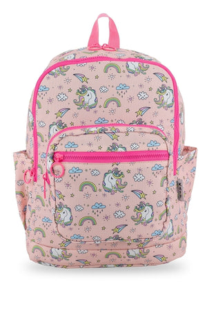 Rainbow Unicorn Pattern Pink 4-Compartment Washable Girls Primary School Backpack