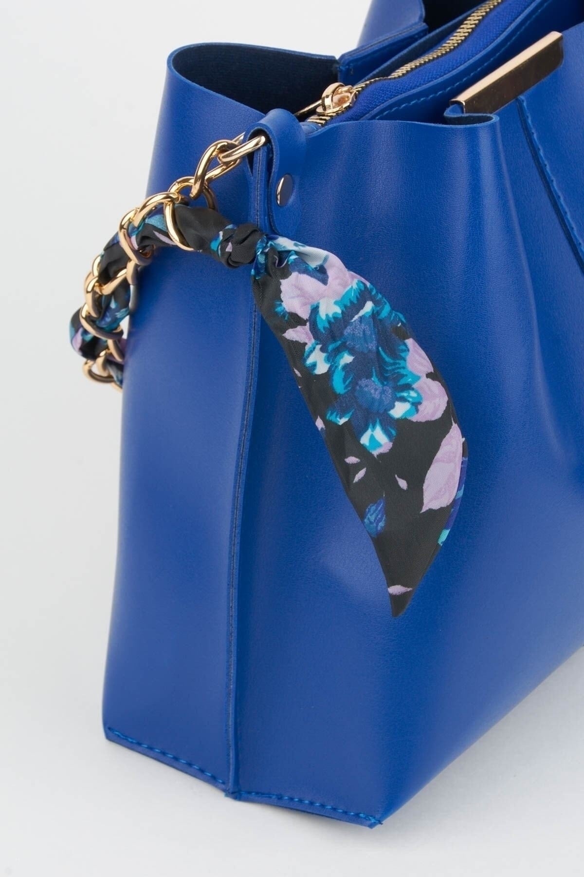 Damen Sax Blau Schal Kette Accessoire Weiches Leder 3-Fach Hand-, Arm- Und Schultertasche
