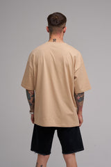 Unisex Large Size Only Belong Printed Cotton T-shirt Beige