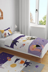 Cute Space Safari Patterned Single Baby Kids Duvet Cover Set