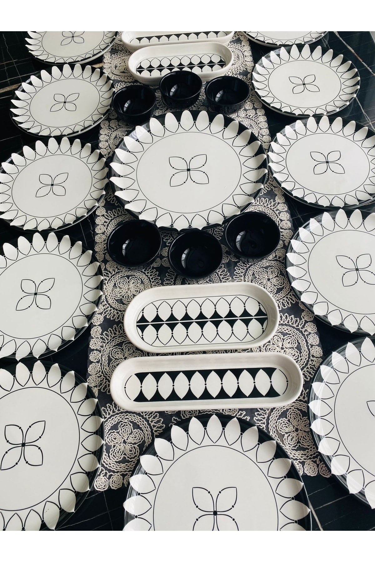 Schwarzes Frühstücksset „Ellipse“, 12 Personen, 23-teilig