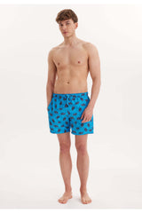 Men's Blue/Navy Printed Marine Shorts Wmpattern Swımshorts