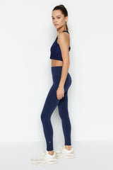 Vella - Navy Blue High Waist Contouring Tights - Swordslife