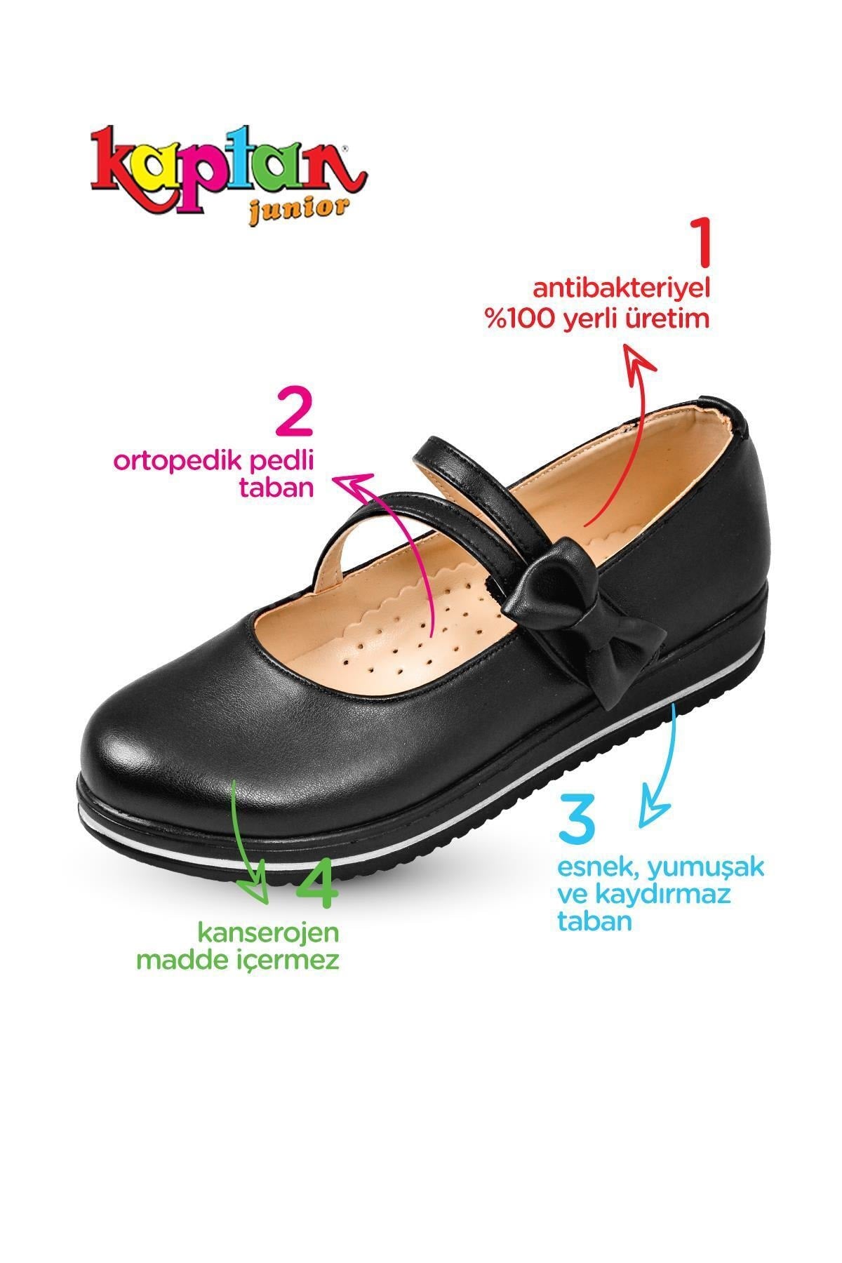 Girls Orthopedic Shoes Flats Pssk 651 Black
