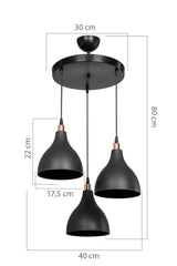 Black Hanging Pendant Lamp Chandelier Bedroom Living Room Kitchen Corridor Lamp 3 Pieces