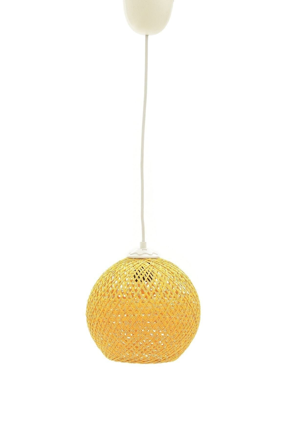 Balle Gelb Pendelleuchte Kugel Kronleuchter Weißes Kabel