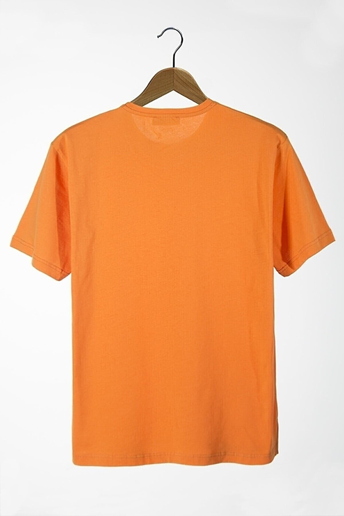 Orangefarbenes Oversize-T-Shirt mit Rundhalsausschnitt und Weltaufdruck für Herren