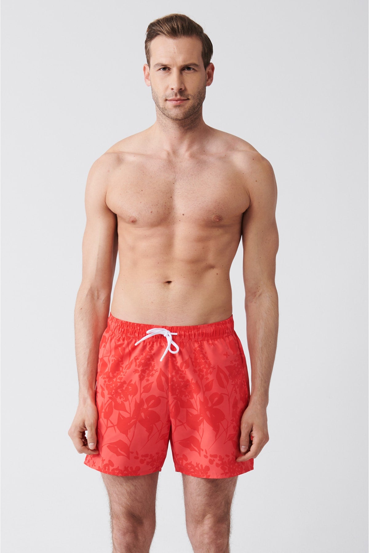 Men'S Pomegranate Flower Quick Dry Printed Standard Size Swimwear Sea Shorts E003802