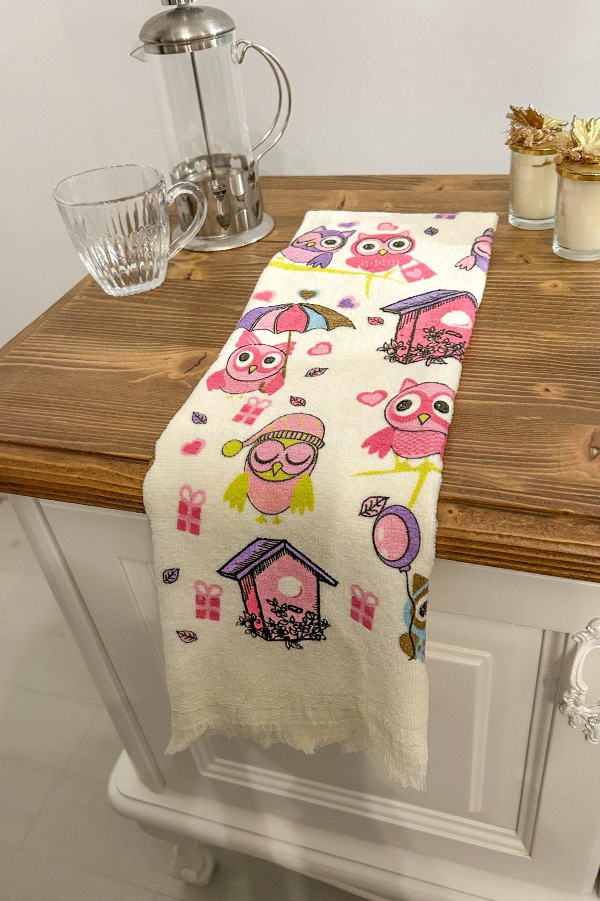 3 Piece Fringed Cotton 40x60 Cm Printed Towel Set Hand Face Kitchen Towel Soft Patterned Water Absorbent Set - Swordslife