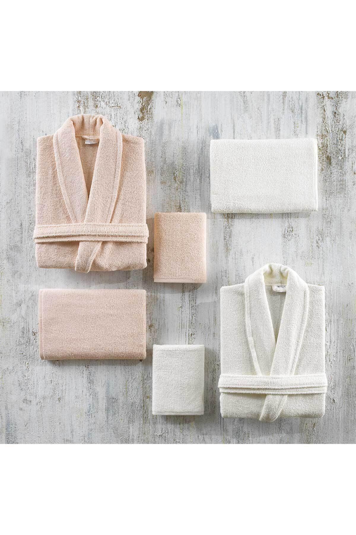 Bathrobe Family Set Cotton 6 Pieces Natural Cappuccino - Swordslife