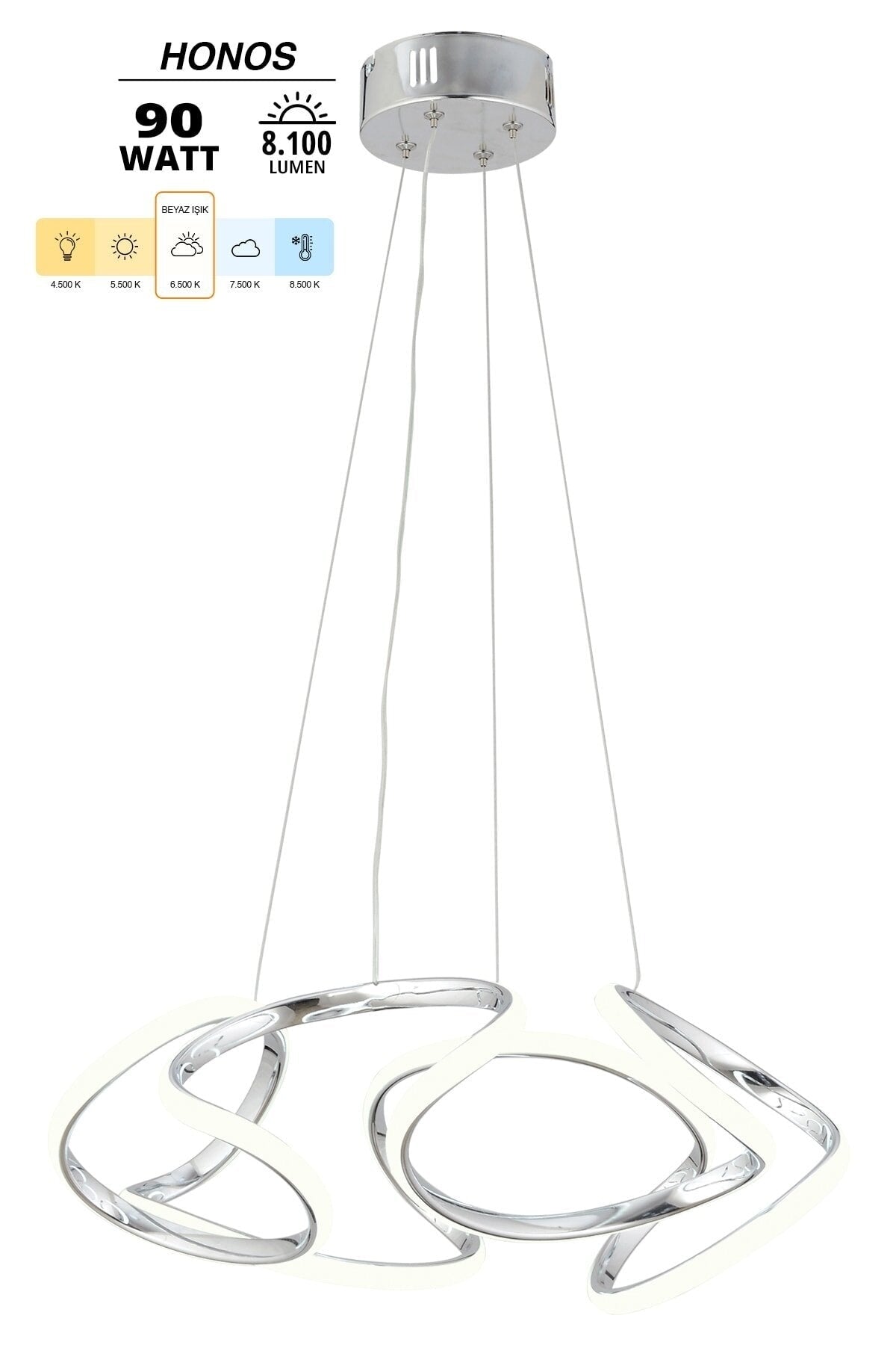 Honos Chrome Modern Pendant Lamp LED Chandelier Living Room Kitchen Room LED Chandelier