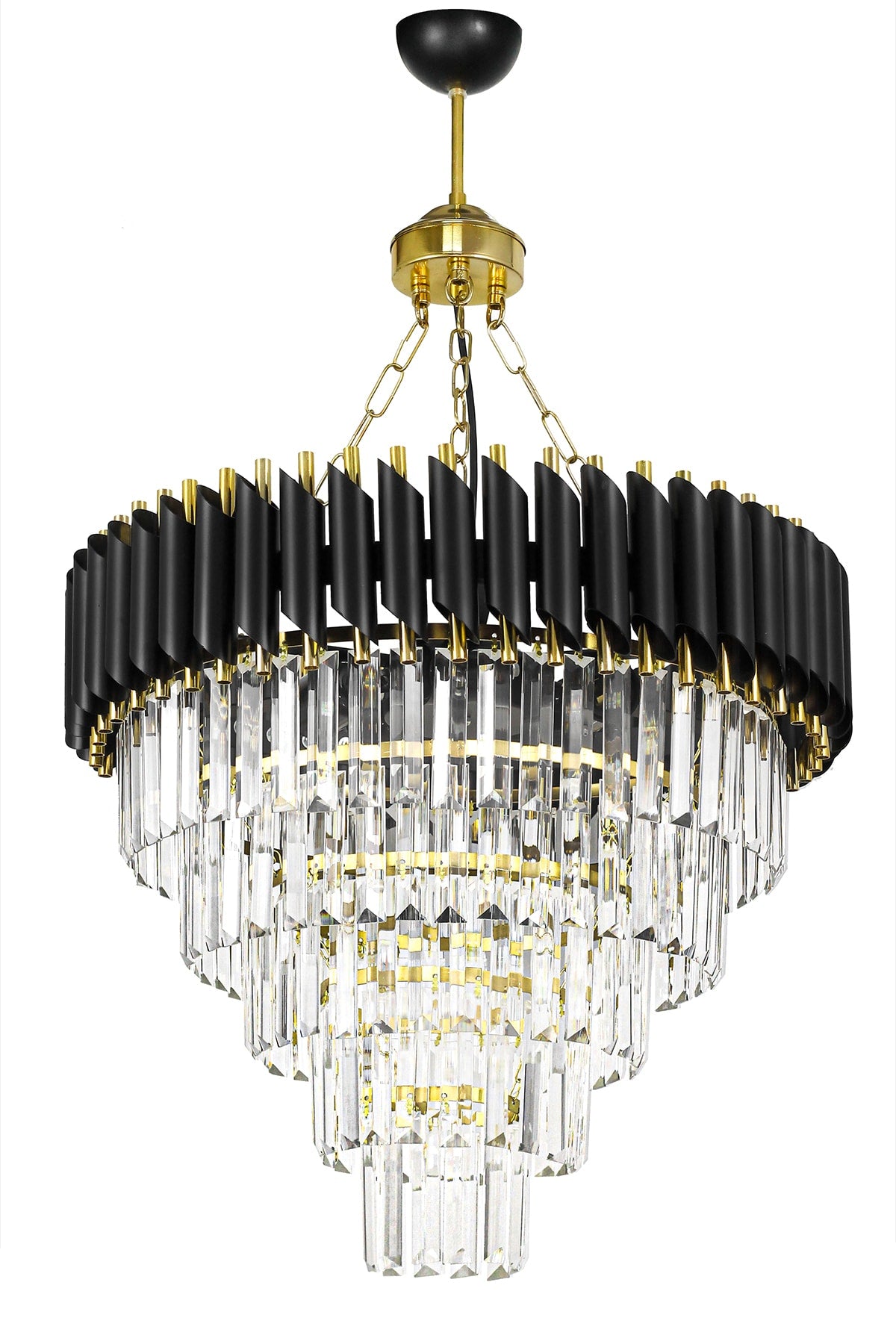 Palmira 55 Cm Crystal Stone Luxury Chandelier Set Of 5 - (Black-Gold)