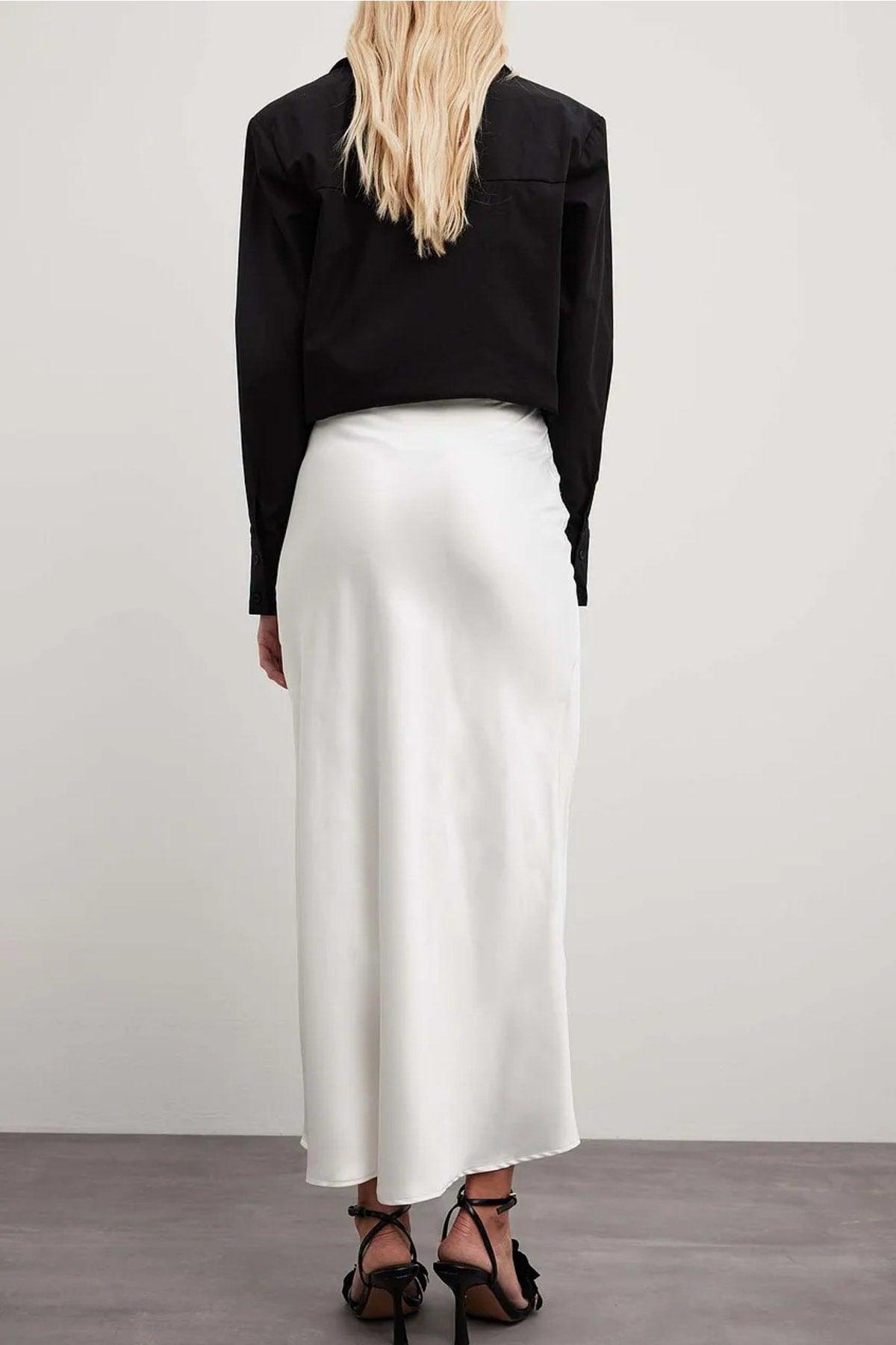 White Satin Midi Skirt - Swordslife