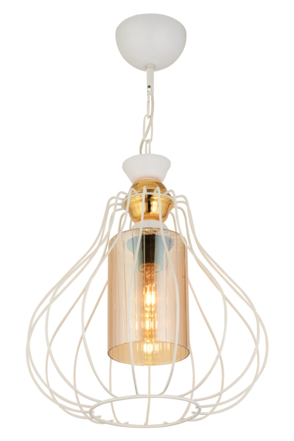 Einzelner, moderner, nach unten gerichteter Kronleuchter Rodi in Weiß