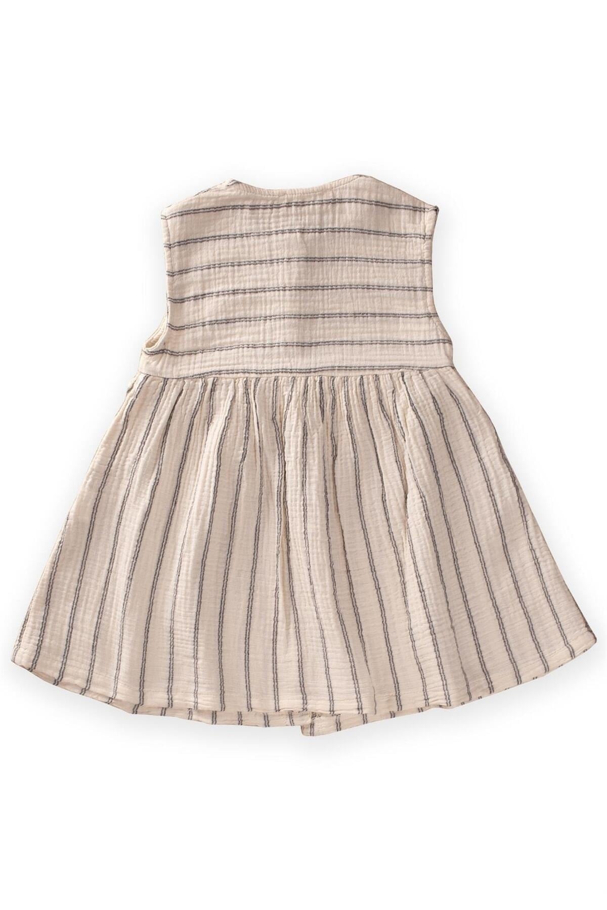 Striped Zero Sleeve Dress 2-9 Years Double Striped