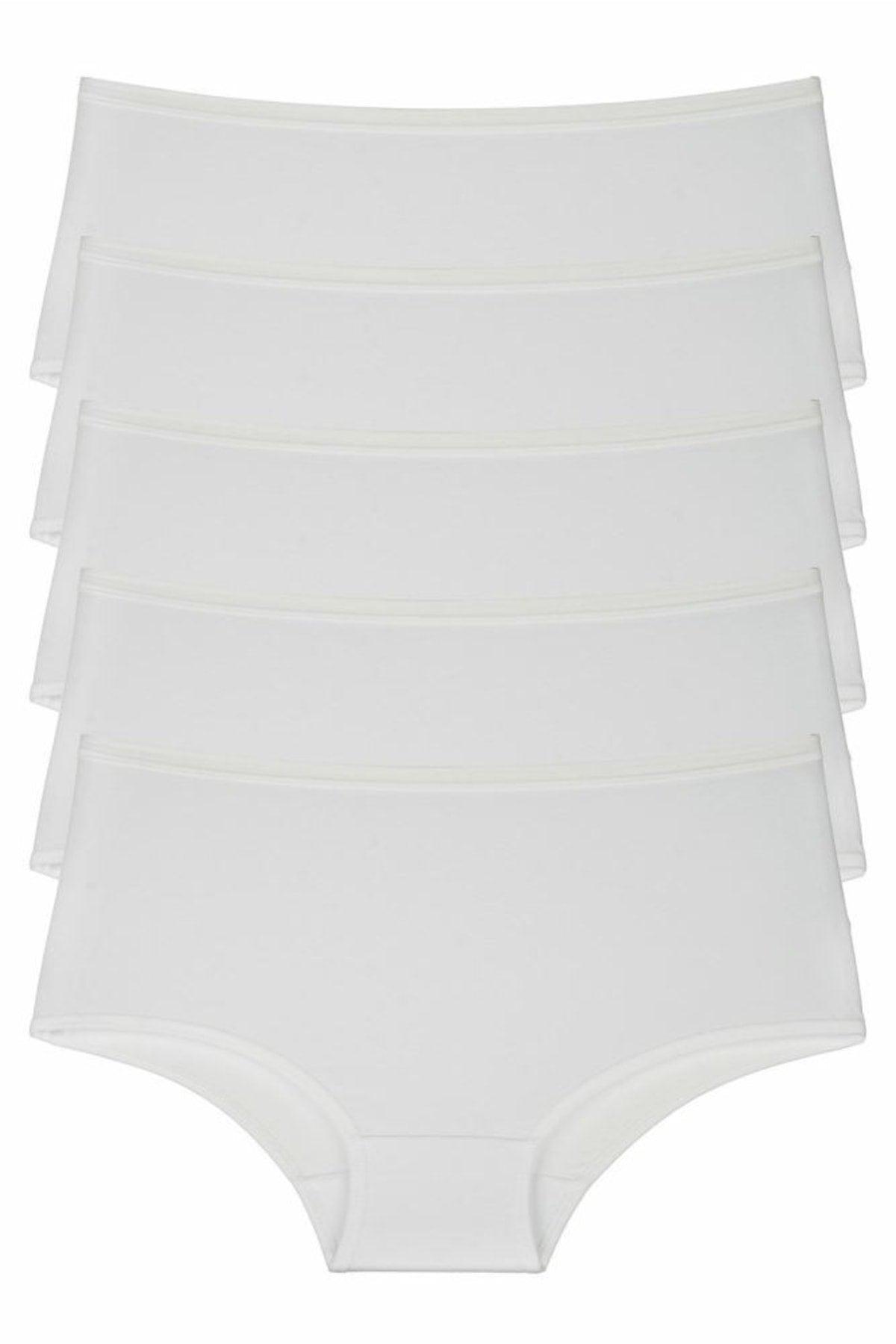 White Women's Panties 5 Pcs Pack High Waist - Swordslife
