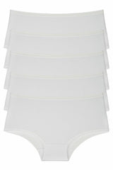 White Women's Panties 5 Pcs Pack High Waist - Swordslife