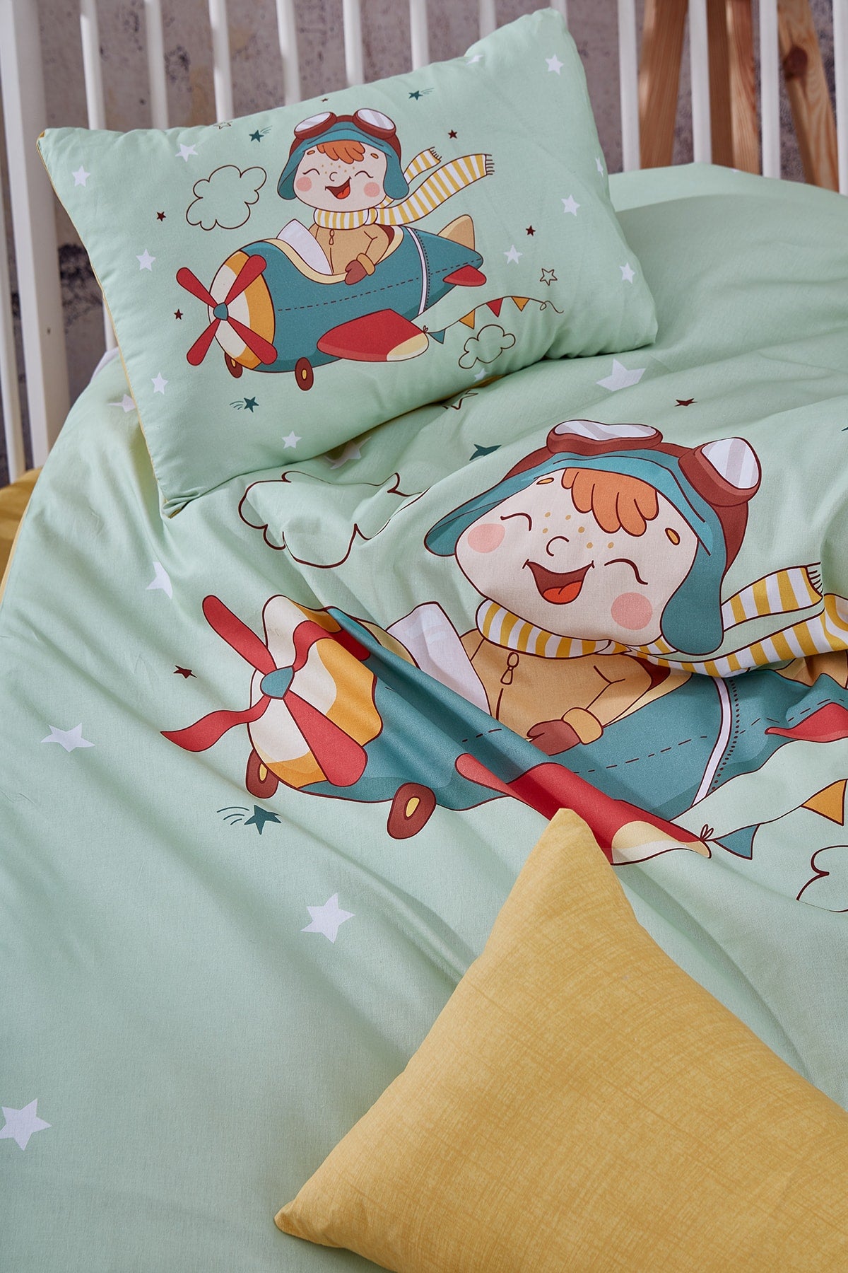 Pilot Digital Printed 3D Cotton Baby Duvet Cover Set