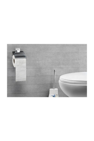Toilet Paper Holder With Adhesive Metal Lid Stainless Chrome Plated - Swordslife