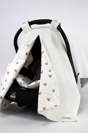 Cream/Gold Glitter Mickey Stroller Cover And Cushion