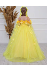Child Graduation Evening Dress-gloves-Flower Crown