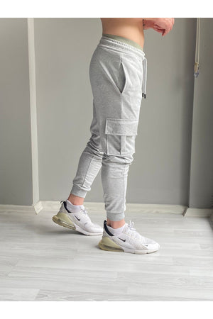 Herren Grau Sommer Cargo Pocket Slim Fit Jogginghose Slim Fit Jogger