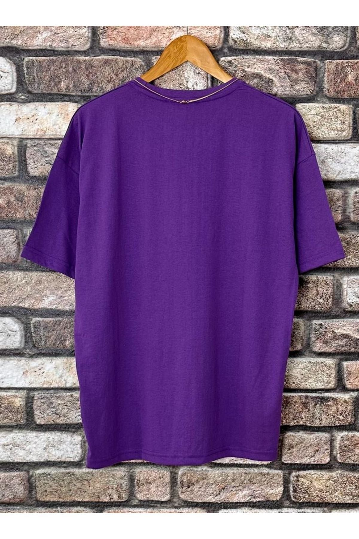 Men'S Purple Believe Printed Oversize T-Shirt